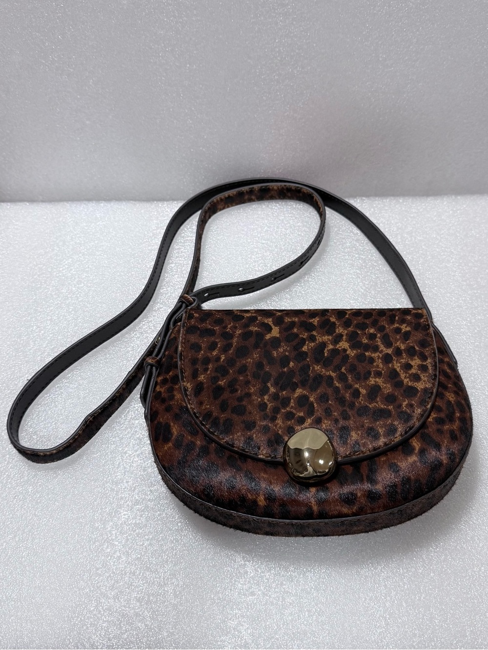 Madewell Dakota Leopard Print Calf Hair Saddle Bag Like New